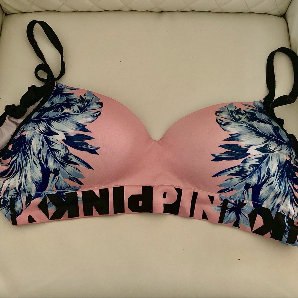 PINK BRAND FLORAL BRA